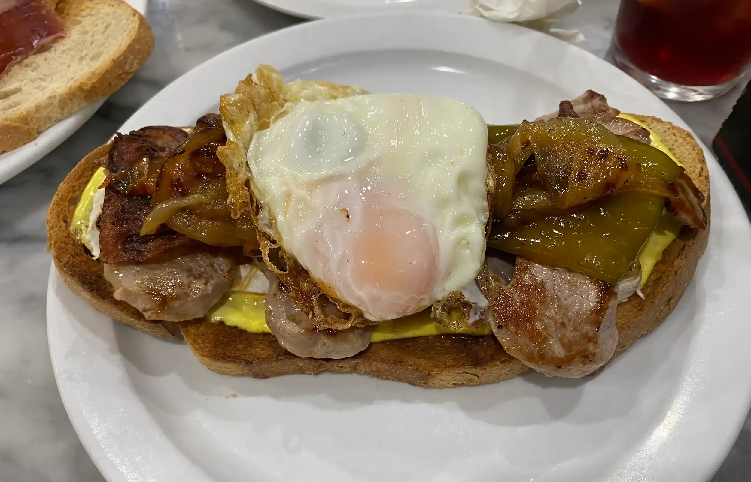 A freshly made bocadillo from La Taberna de Moncloa